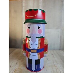 Nutcracker Tin 9.5″ Tall Christmas Holiday Storage Container